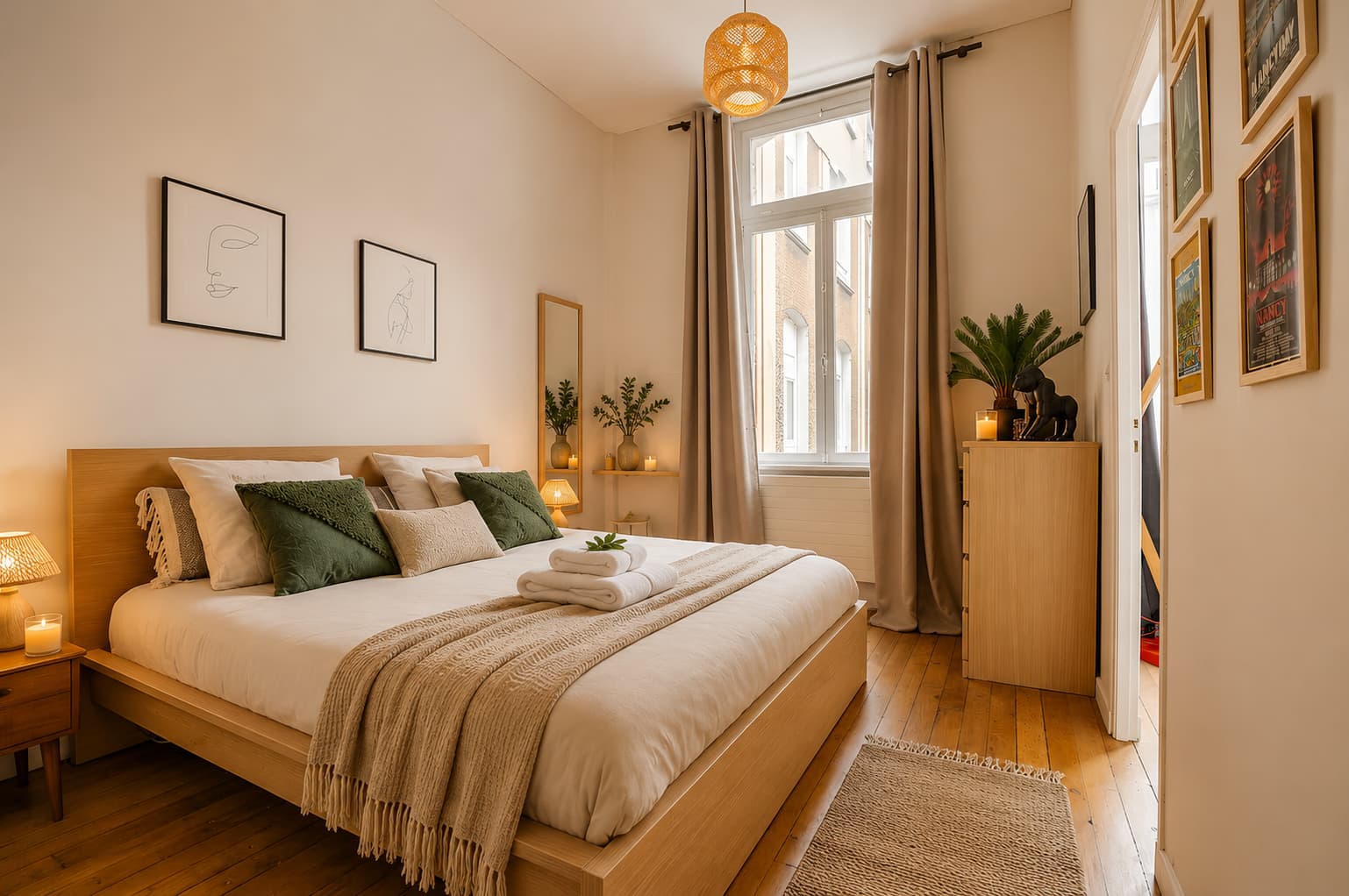 Chambre lumineuse du Loft